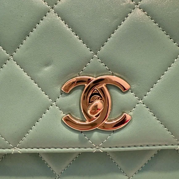 CHANEL Turquoise Lambskin Quilted Small Trendy CC Dual Handle Flap Bag - Picture 6 of 12